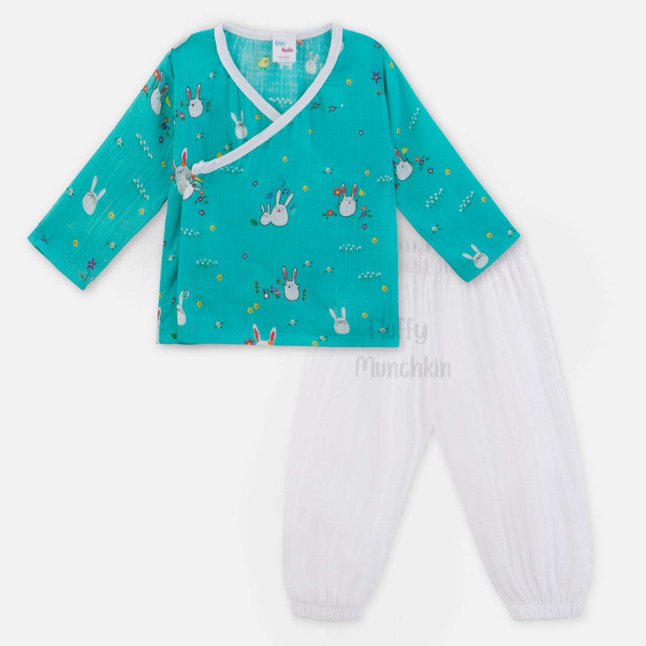 Unisex Bunny Print Angrakha Style Co-ord Set