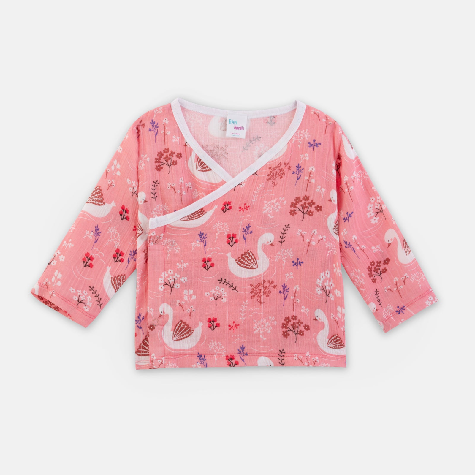 Unisex Swan Print Angrakha Style Co-ord Set