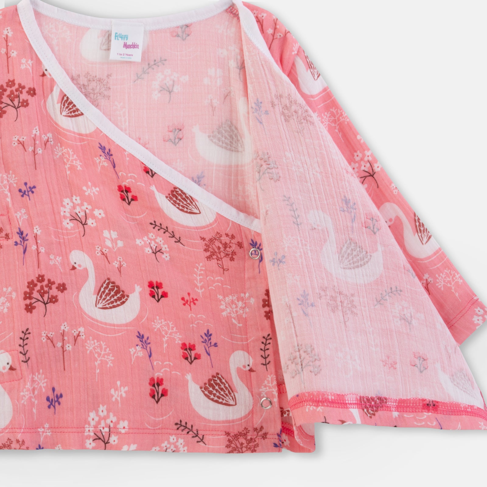 Unisex Swan Print Angrakha Style Co-ord Set