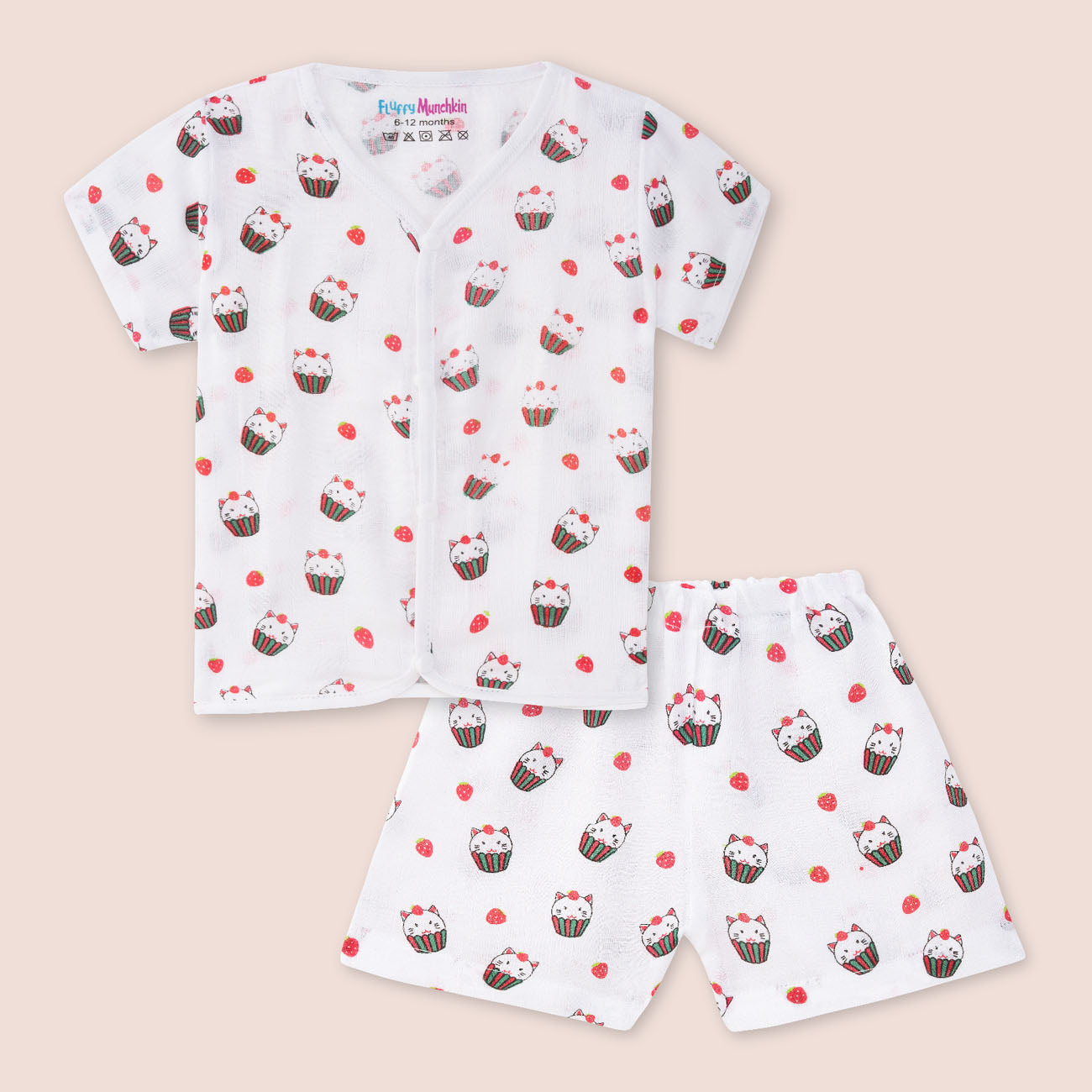 Half Sleeves Jabla Shorts set - Strawberry kitty