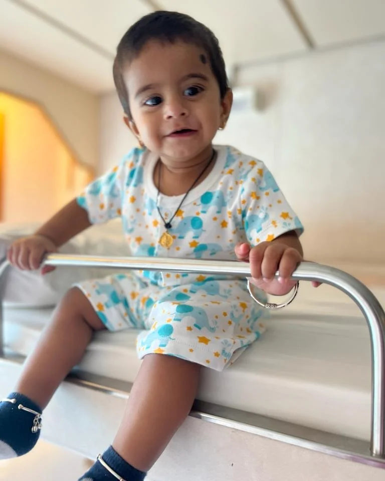 Organic Knitted Shorts Set – Elephant Print