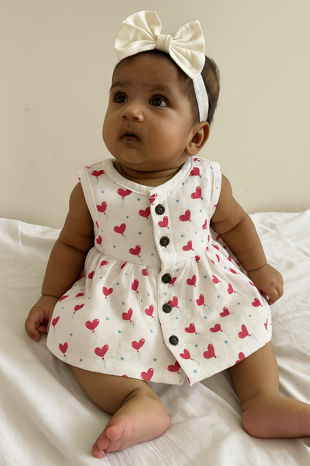 SLEEVELESS MUSLIN FROCK 0-3m