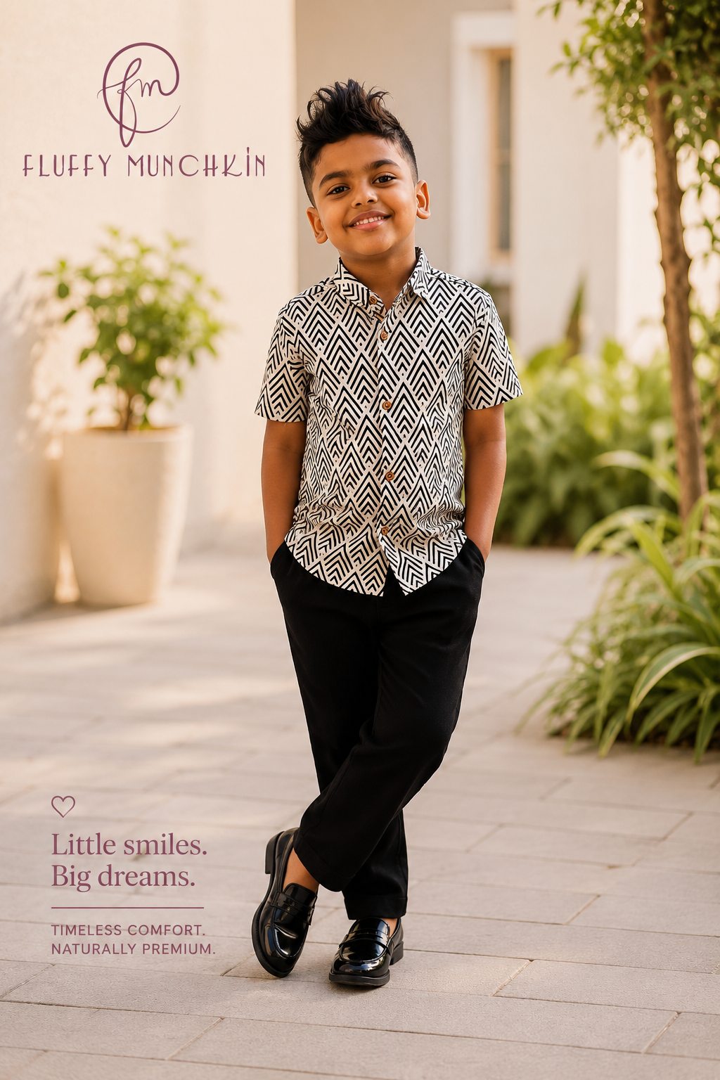 Midnight Chevron Shirt & Pant Set