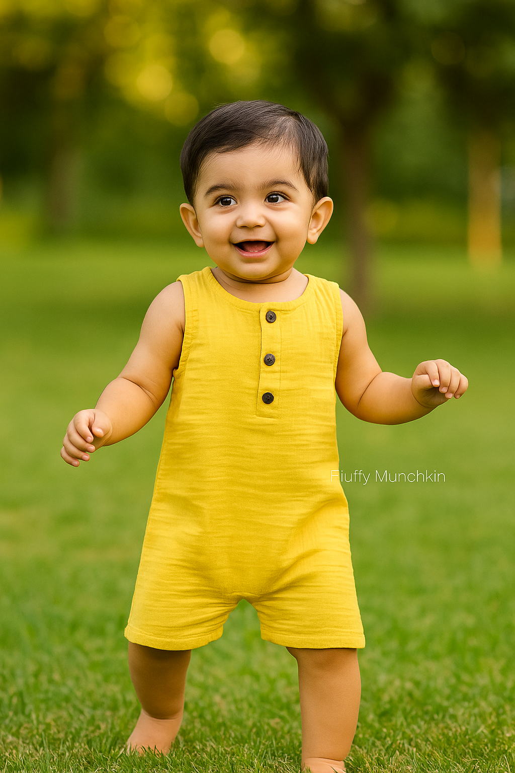 Knee Length Romper- Pastel Yellow