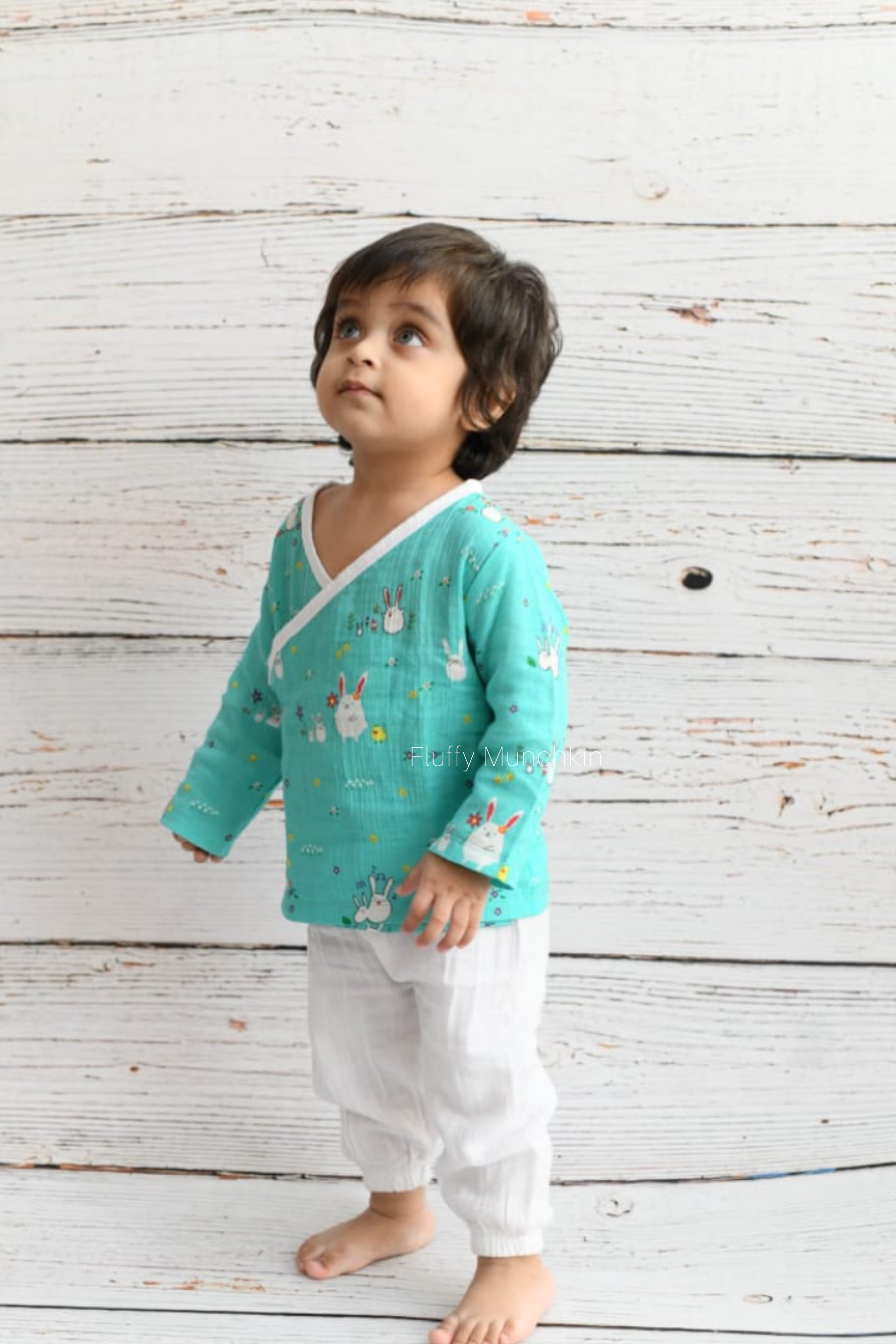 Unisex Bunny Print Angrakha Style Co-ord Set