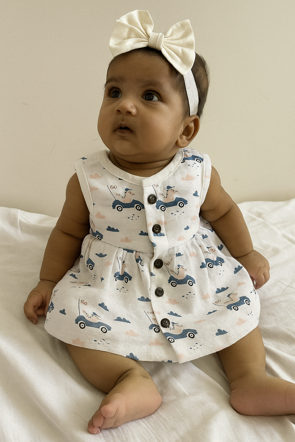 SLEEVELESS MUSLIN FROCK 0-3M