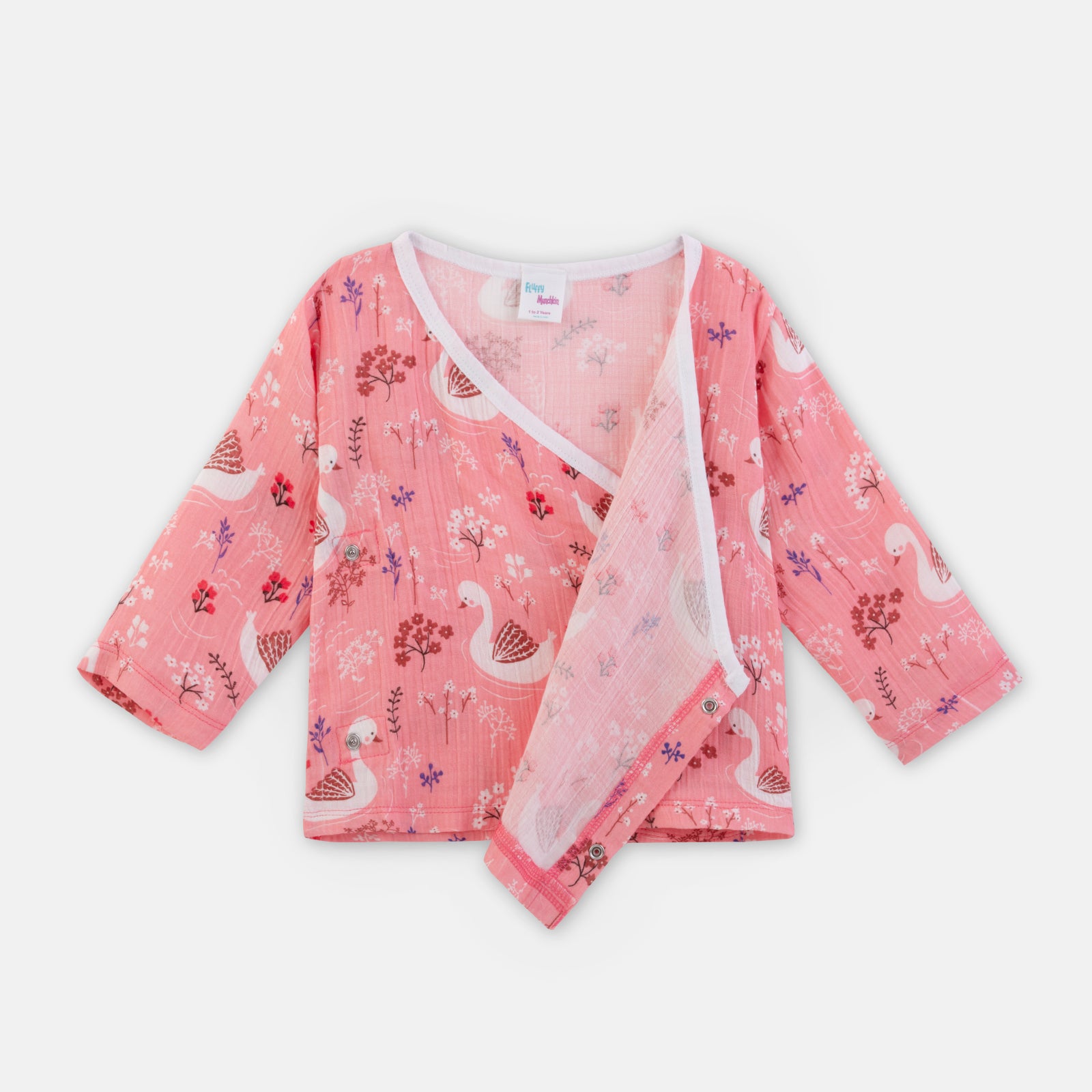 Unisex Swan Print Angrakha Style Co-ord Set