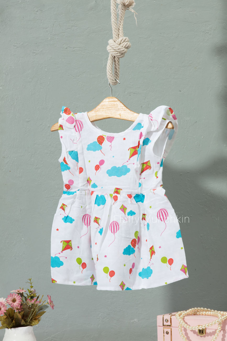 Back Button Frill Frock - Joyful Colors