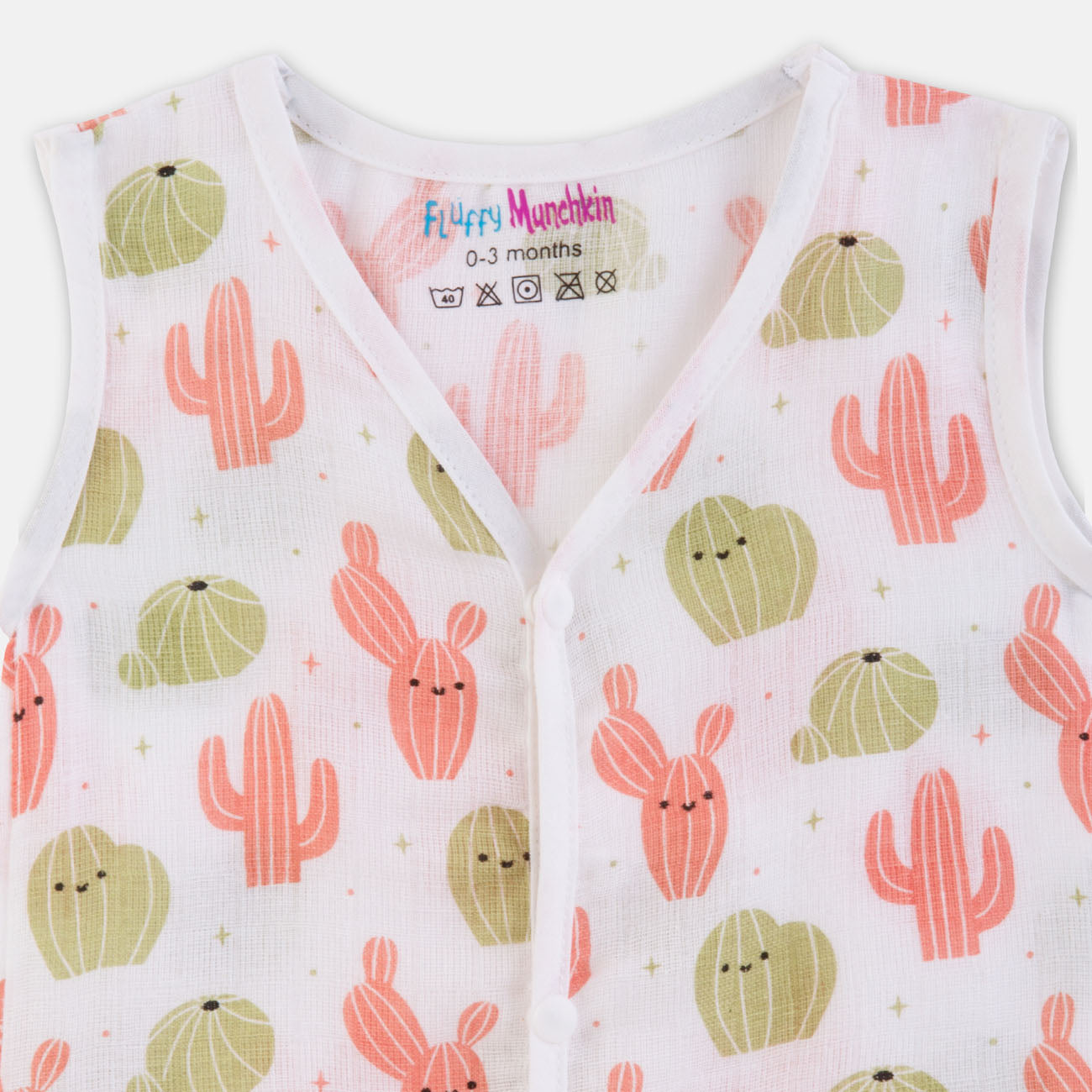 Sleeveless Jabla & Nappy Set – Cactus Print (Preemie & 0-3M)