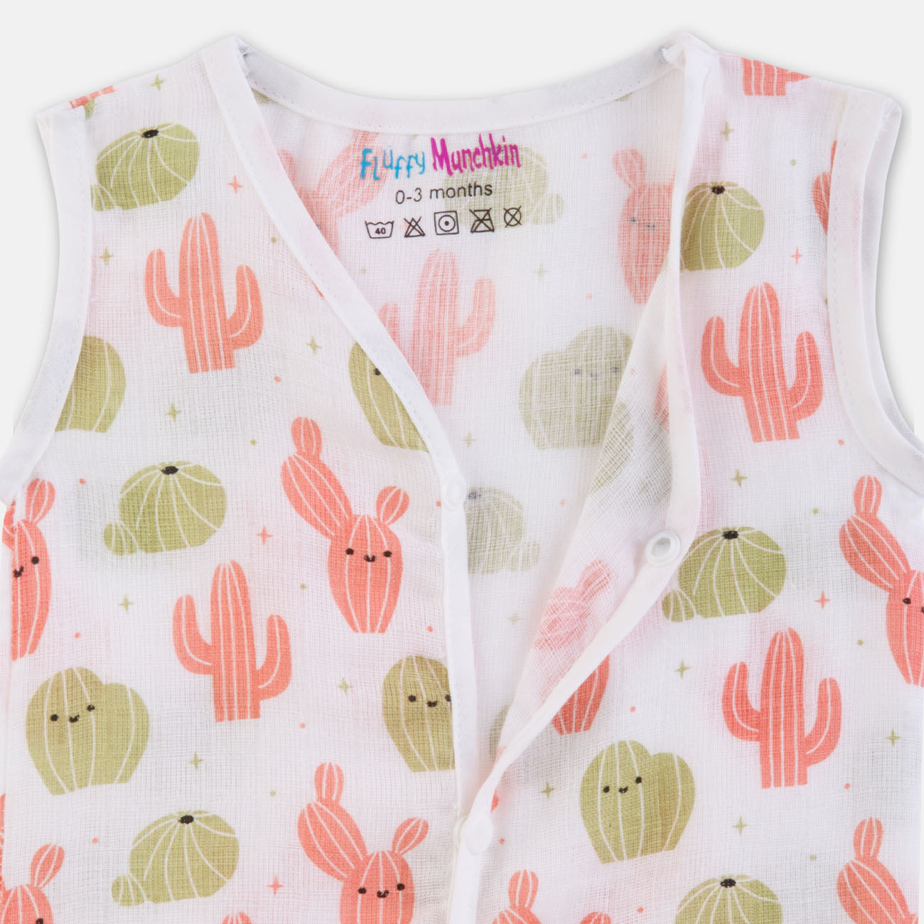 Sleeveless Jabla & Nappy Set – Cactus Print (Preemie & 0-3M)