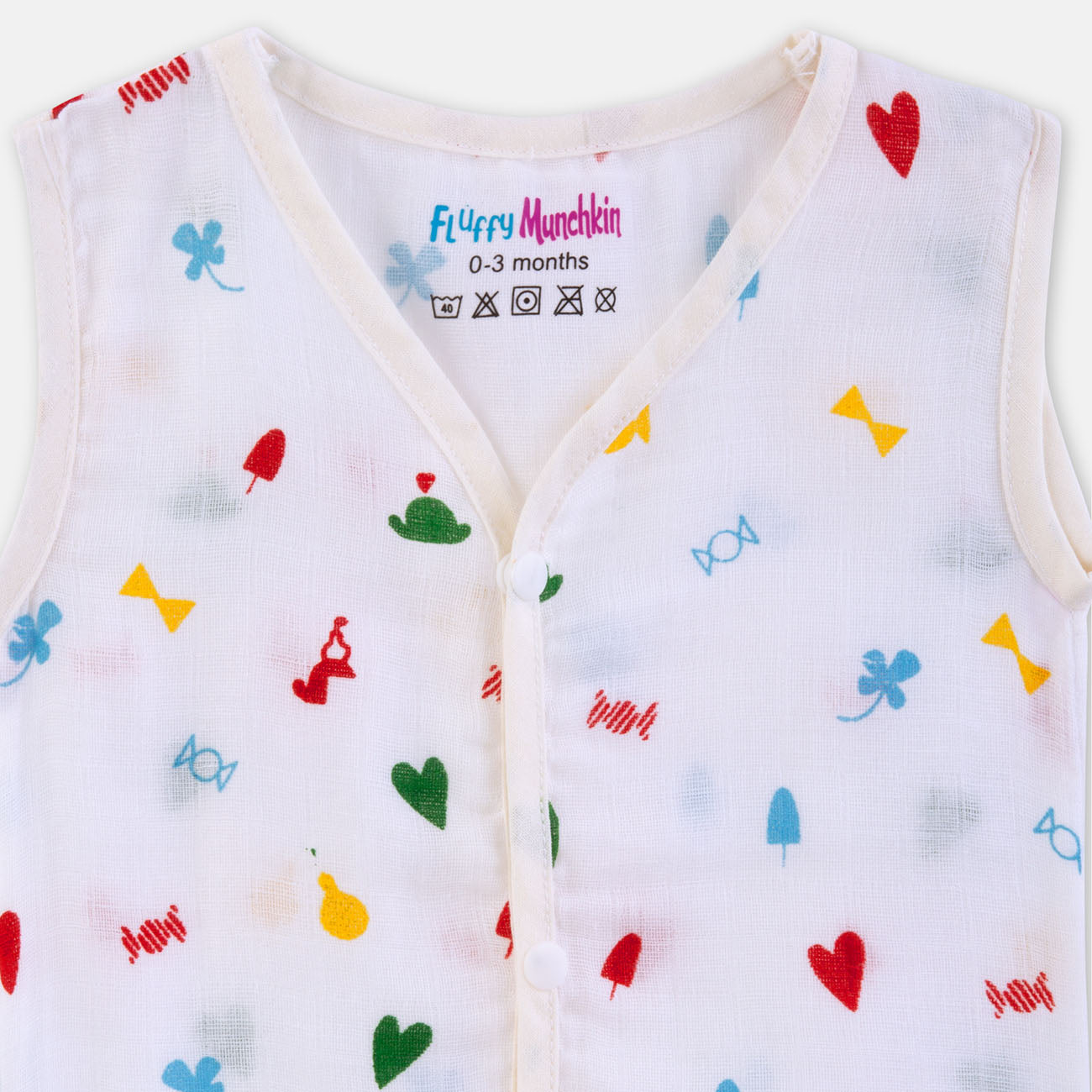 Sleeveless Jabla & Nappy Set Candy's Love (Preemie & 0-3M)