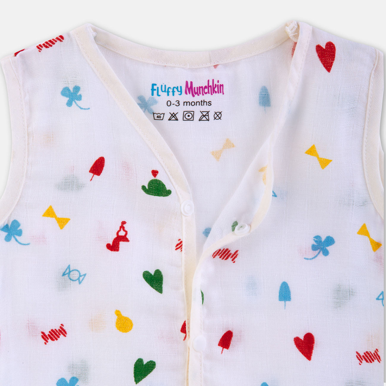 Sleeveless Jabla & Nappy Set Candy's Love (Preemie & 0-3M)