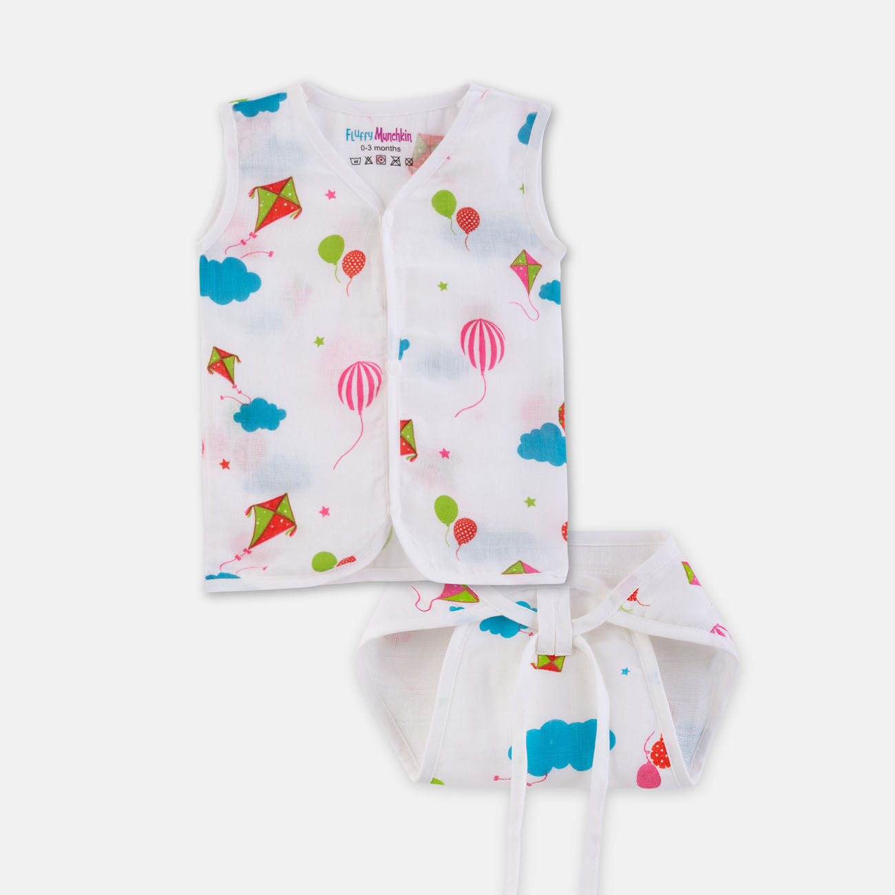 Sleeveless Jabla & Nappy Set Joyful colors (Preemie & 0-3M)