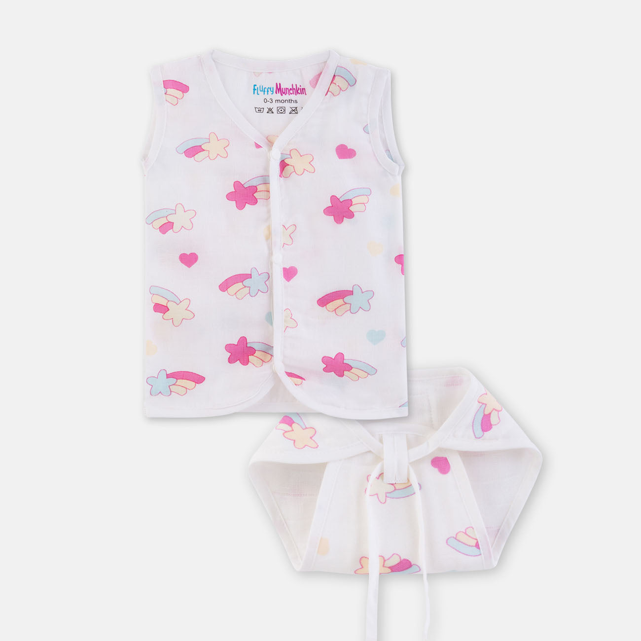 Sleeveless Jabla & Nappy Set Shooting stars (Preemie & 0-3M)