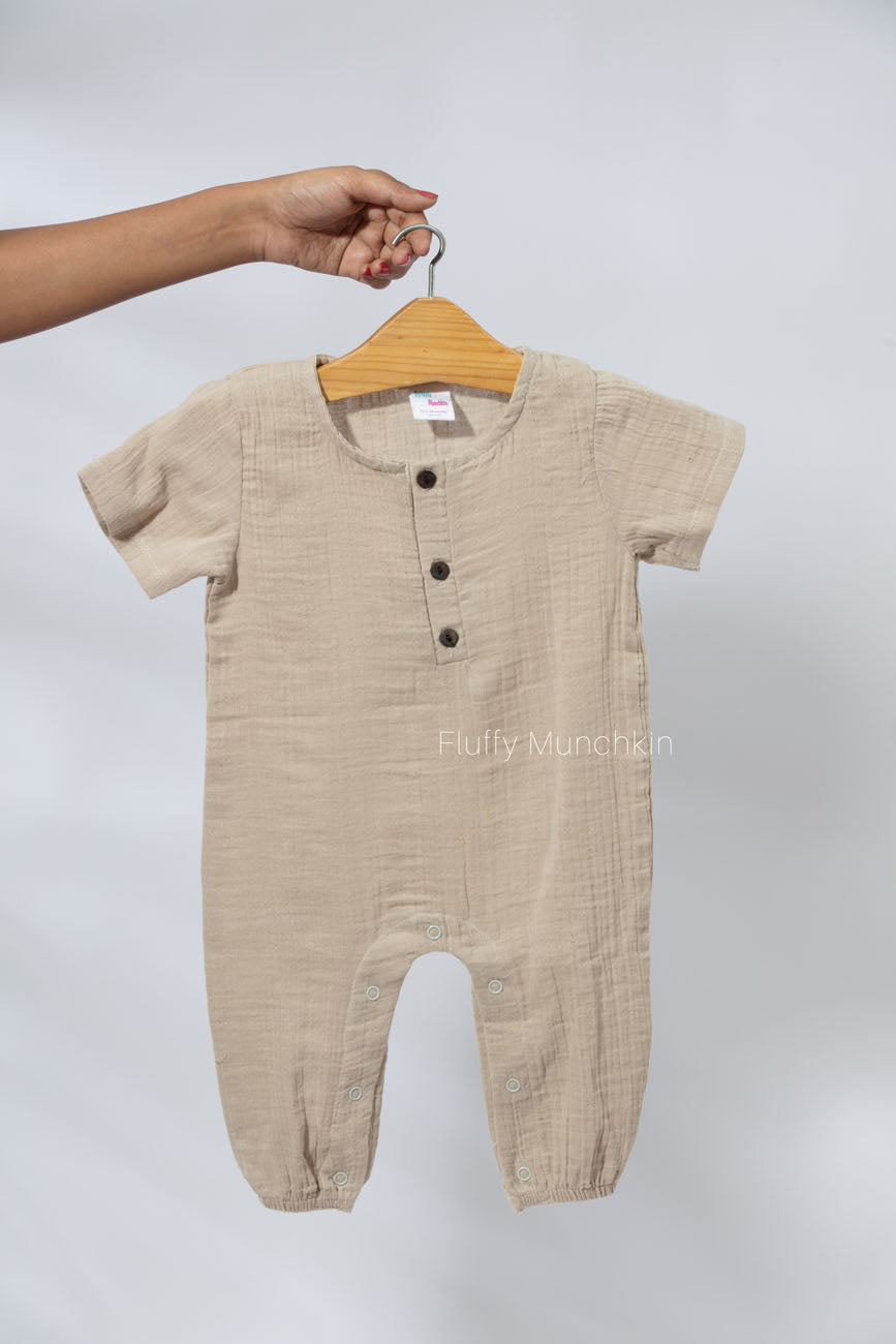 Half Sleeves Romper - Grey