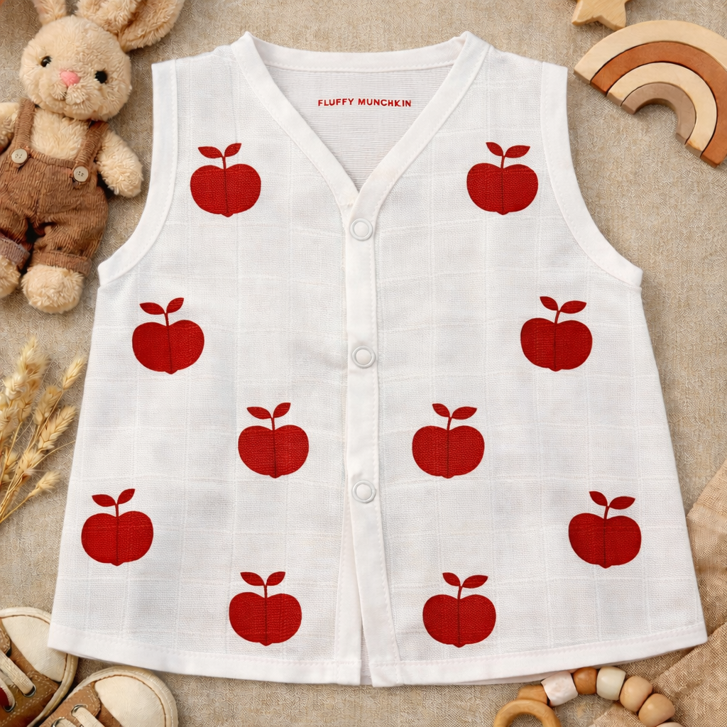 Sleeveless Muslin Jabla - Apple