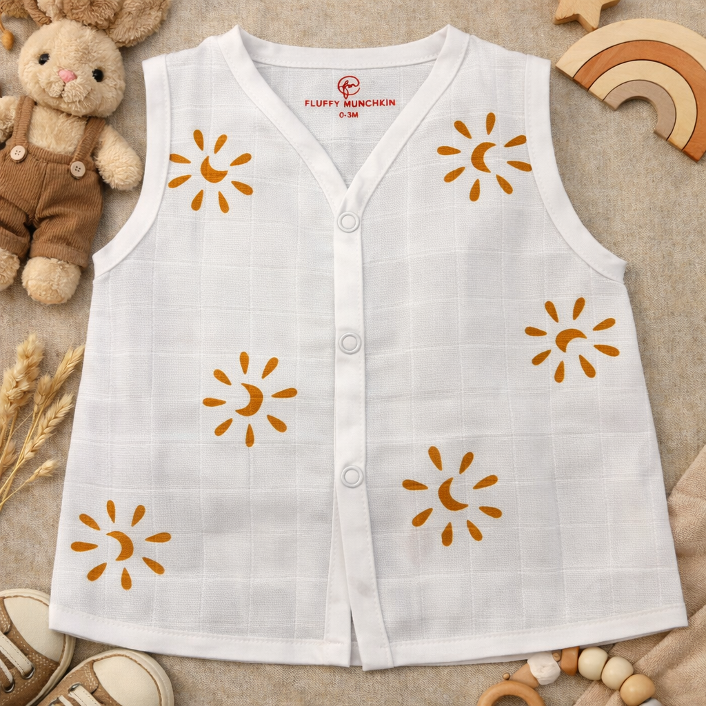 Sleeveless Muslin Jabla - MUSTARD