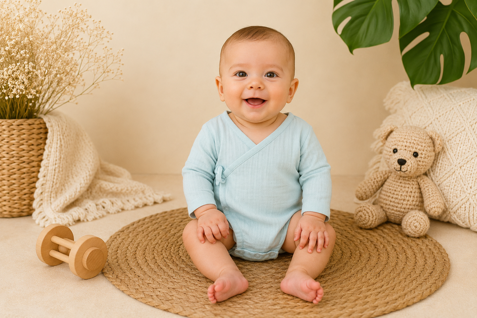 Sky Breeze Muslin Kimono Onesie