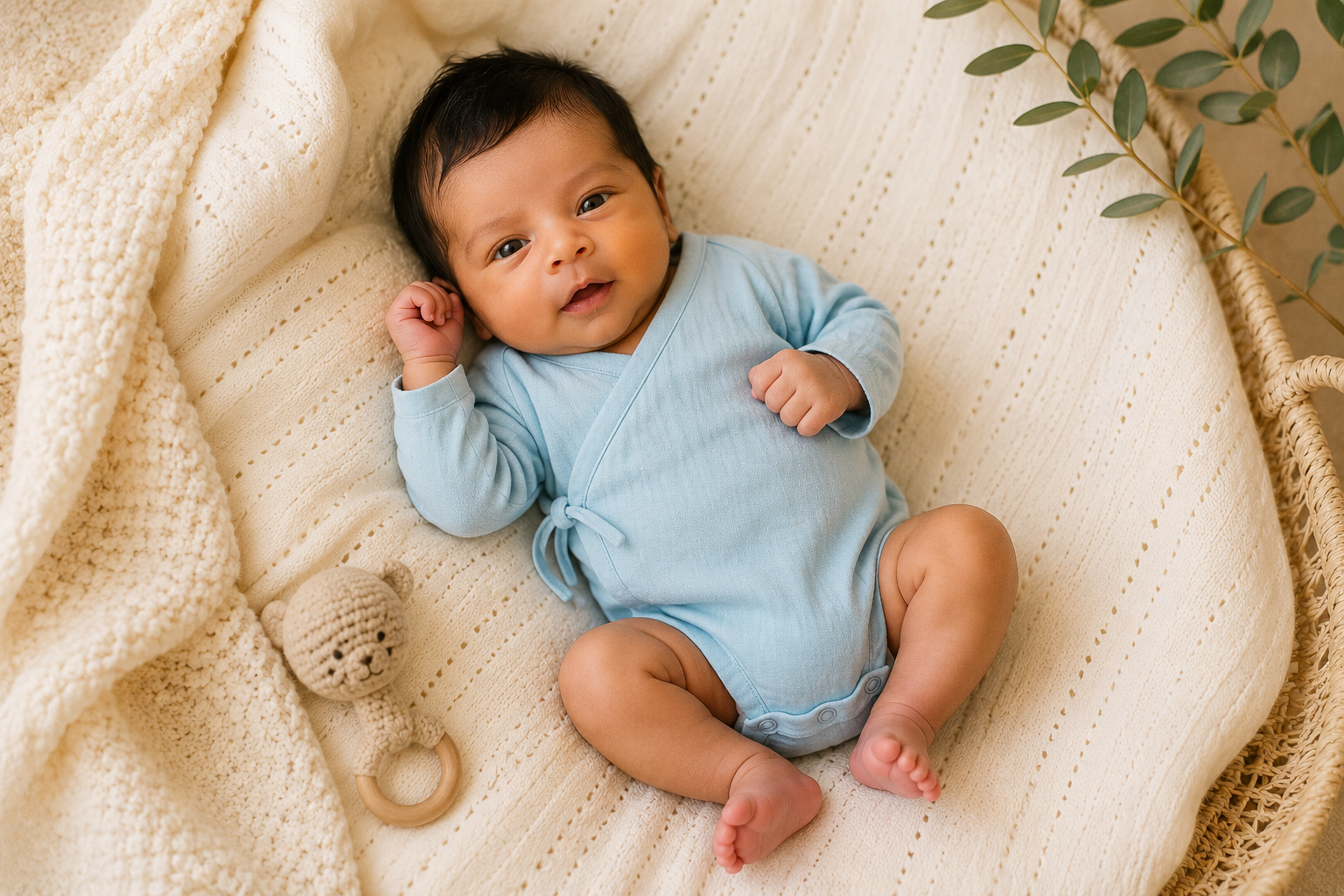 Sky Breeze Muslin Kimono Onesie