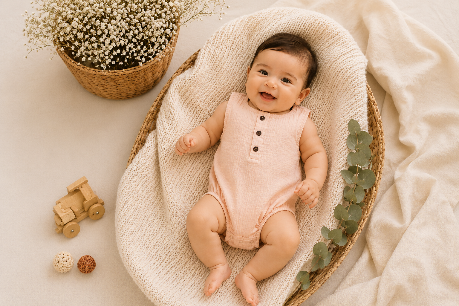 Blush Petal Muslin Onesie