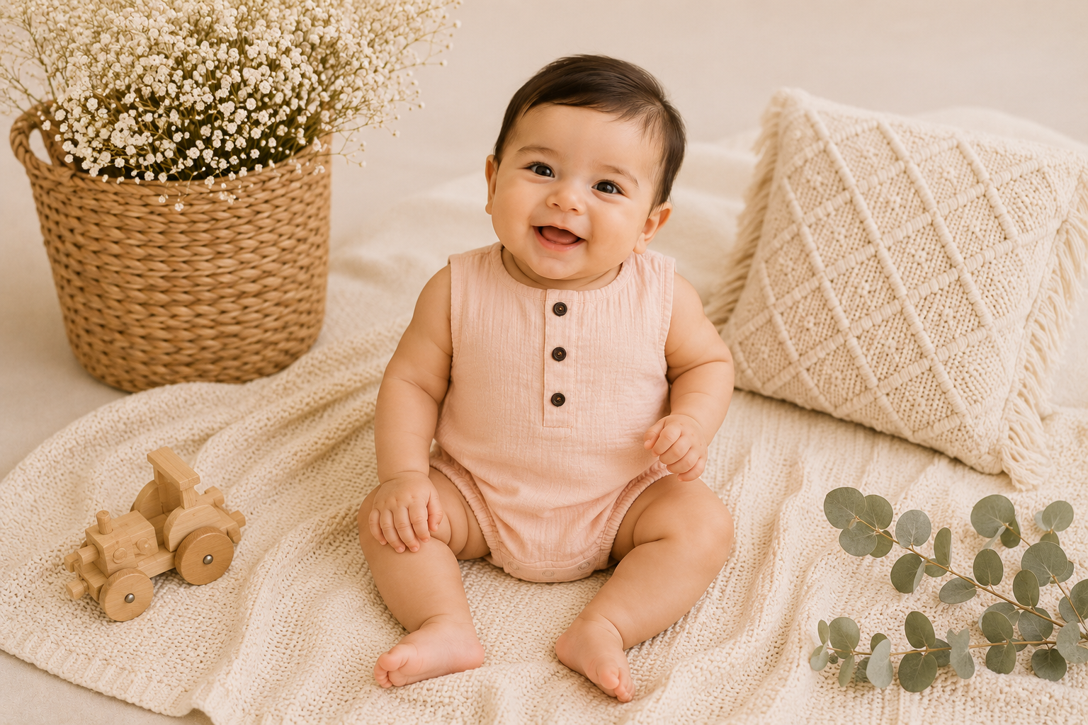 Blush Petal Muslin Onesie
