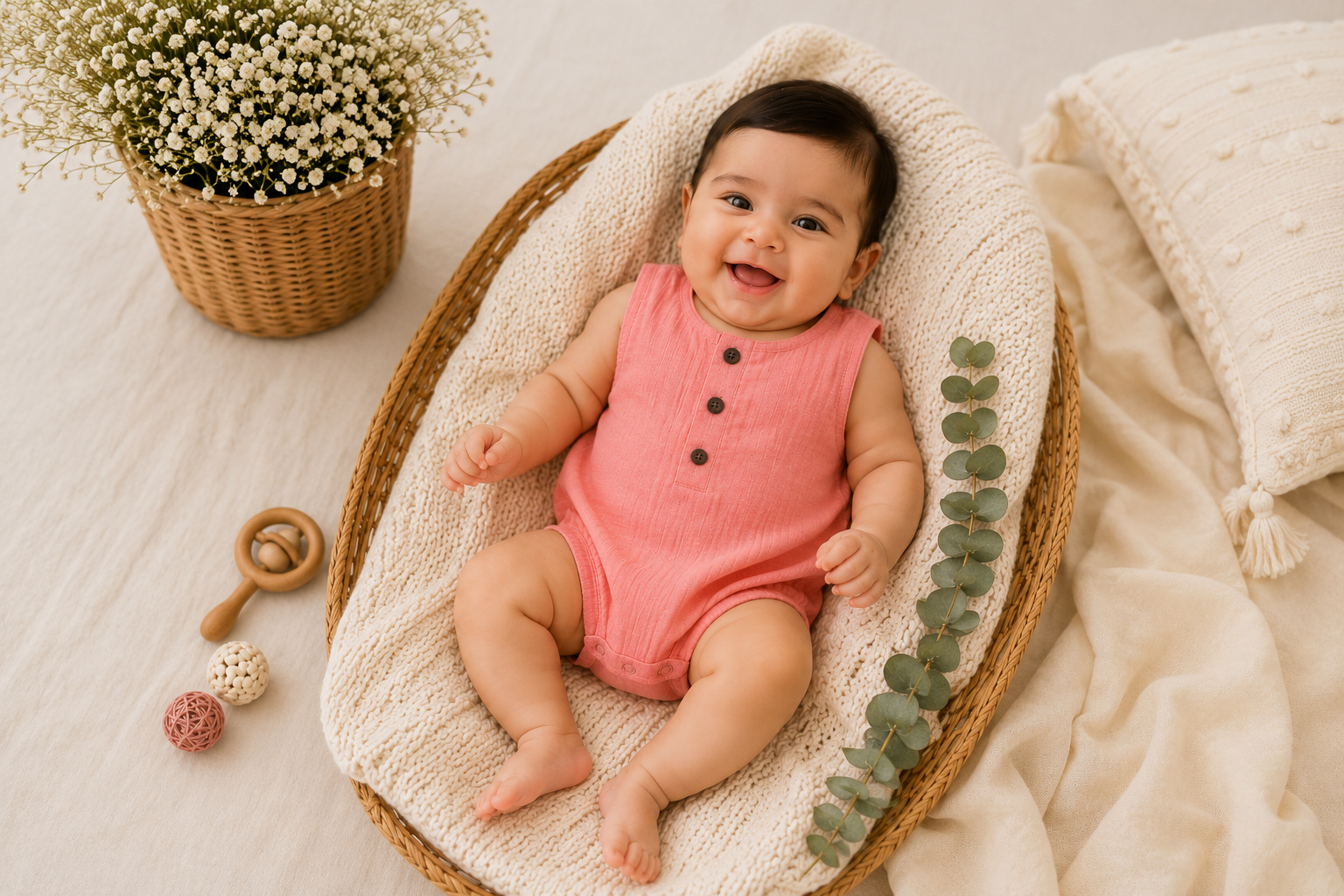Coral Blossom Muslin Onesie