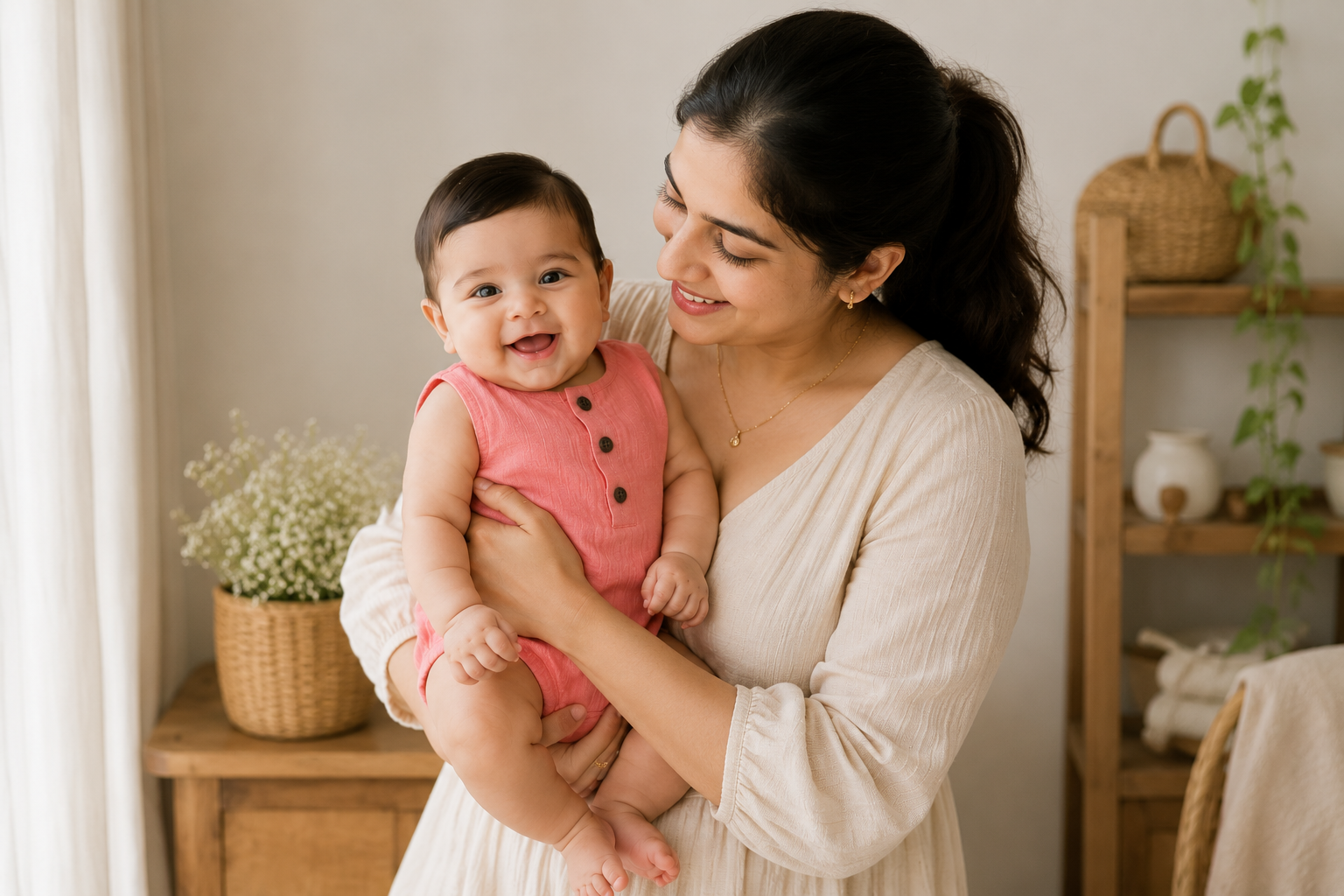 Coral Blossom Muslin Onesie