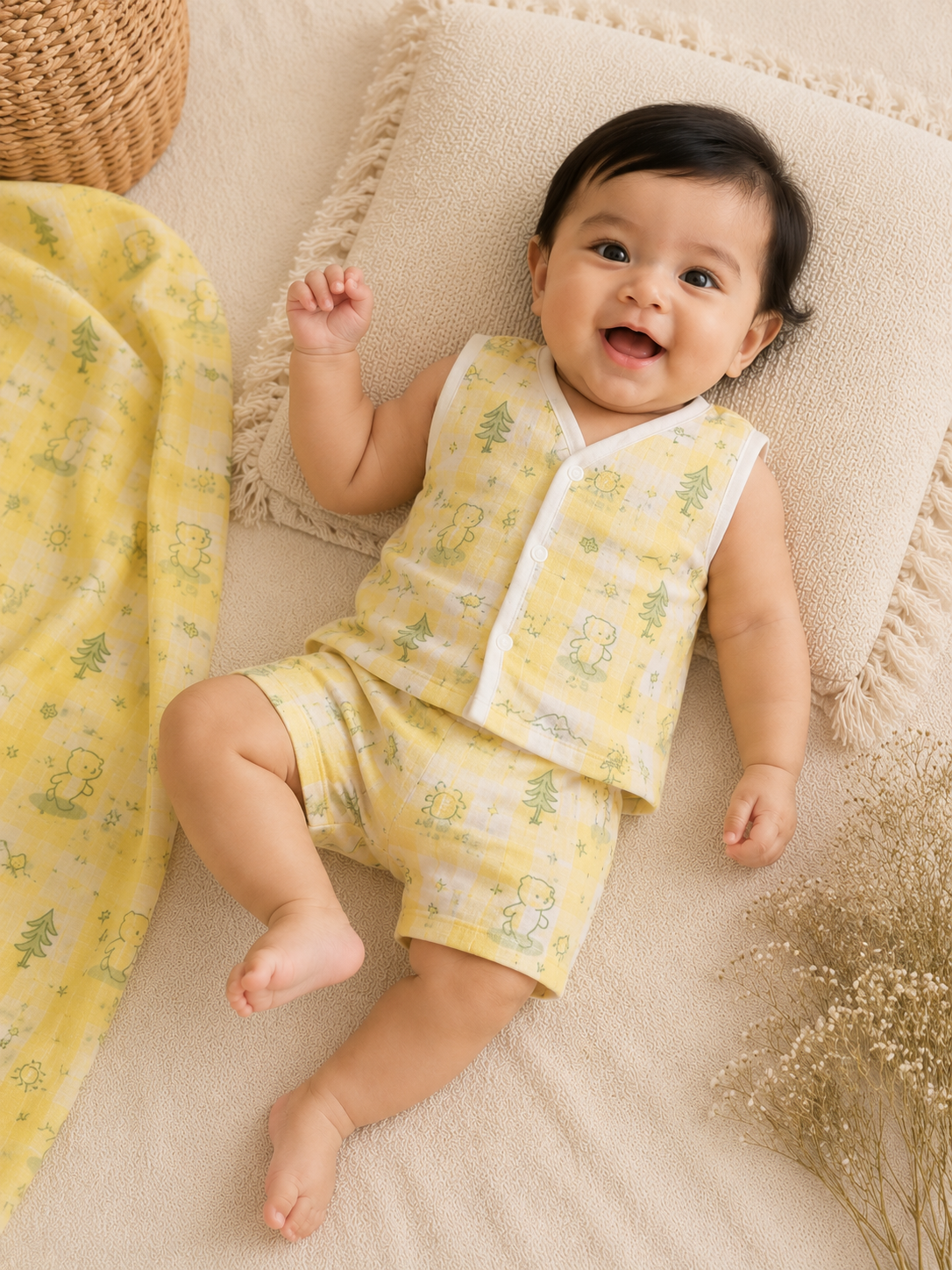 Sunny Trail Muslin Jabla & Shorts Set
