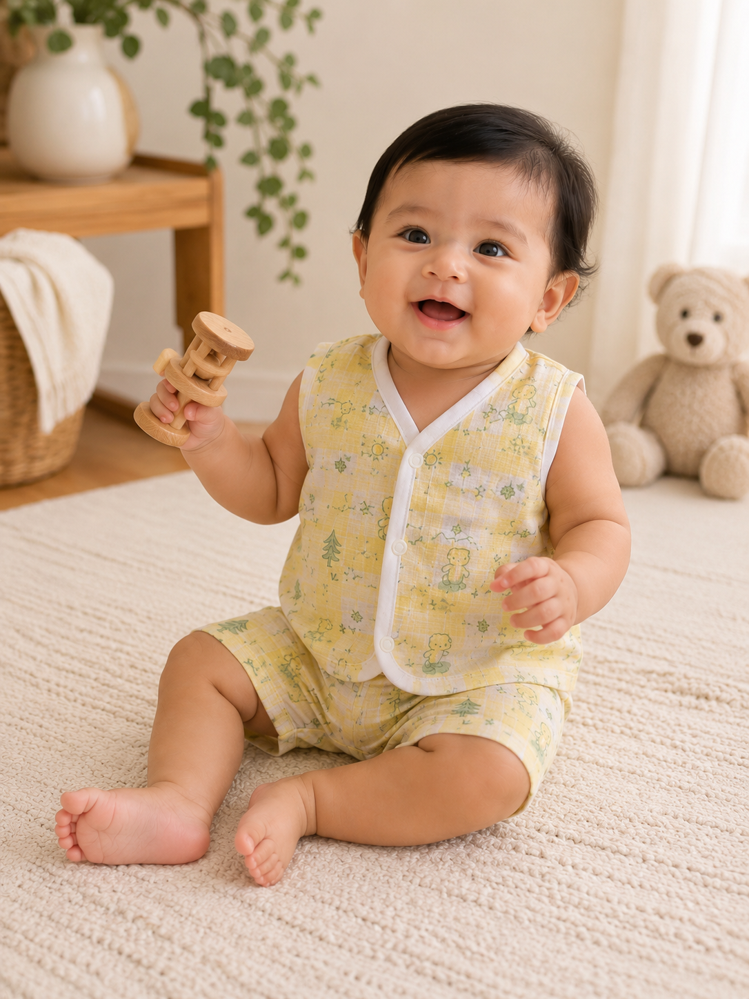 Sunny Trail Muslin Jabla & Shorts Set