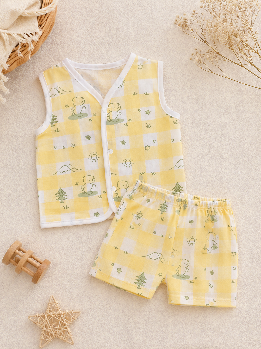 Sunny Trail Muslin Jabla & Shorts Set
