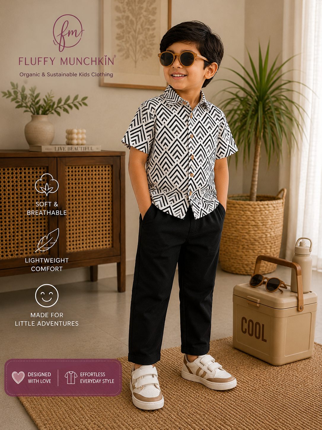 Midnight Chevron Shirt & Pant Set