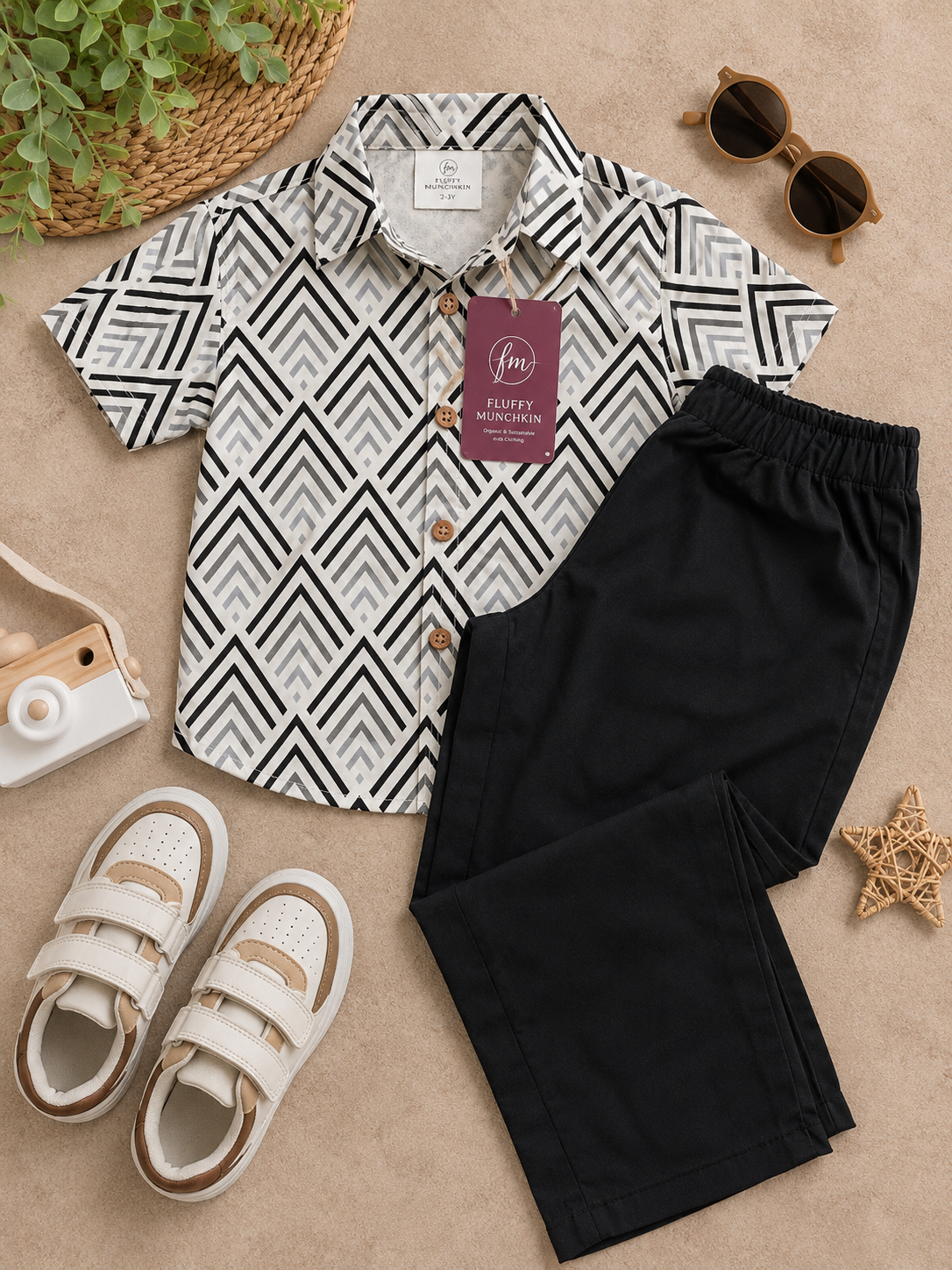 Midnight Chevron Shirt & Pant Set