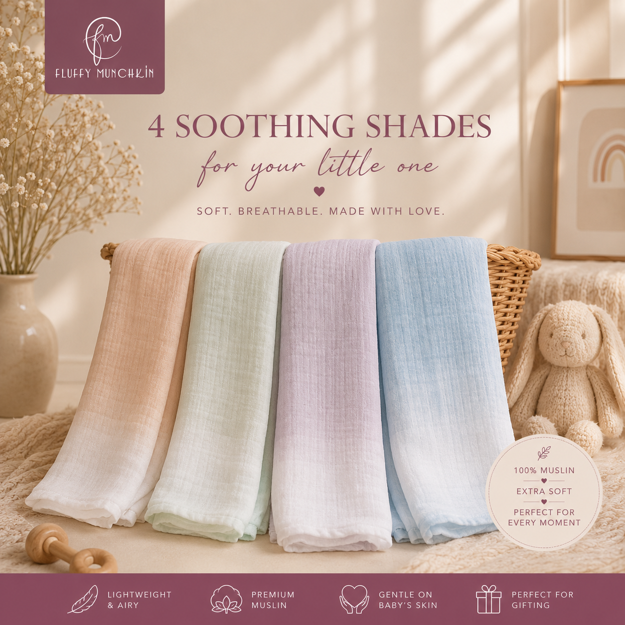 Ombre Dreams – Muslin Swaddle Set (Pack of 4)