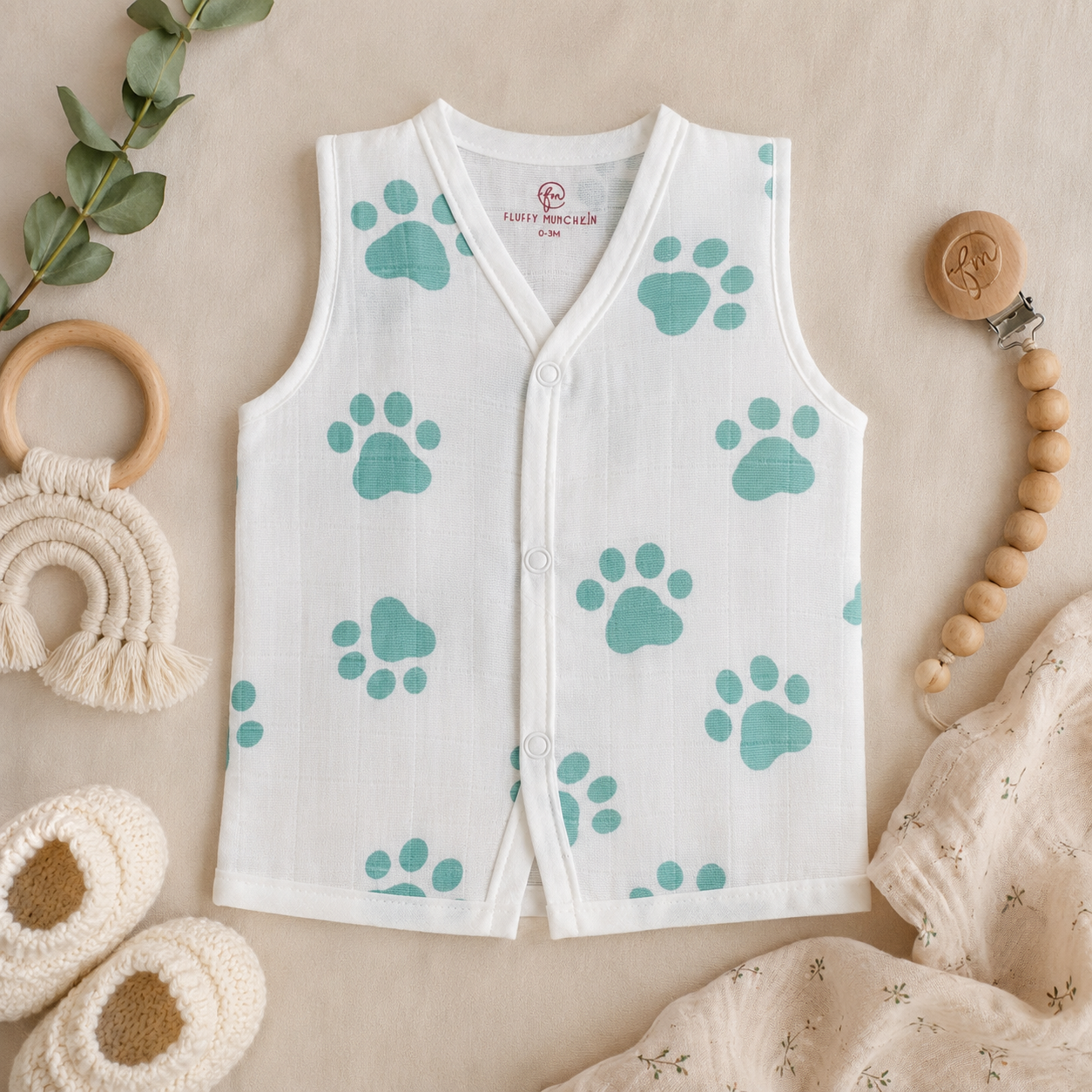SLEEVELESS MUSLIN JABLA COMBO ( ASSORTED DESIGNS) - PACK OF 7