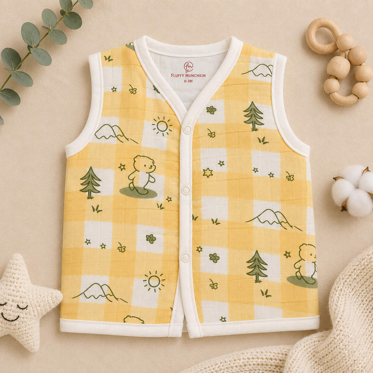 SLEEVELESS MUSLIN JABLA COMBO ( ASSORTED DESIGNS) - PACK OF 7