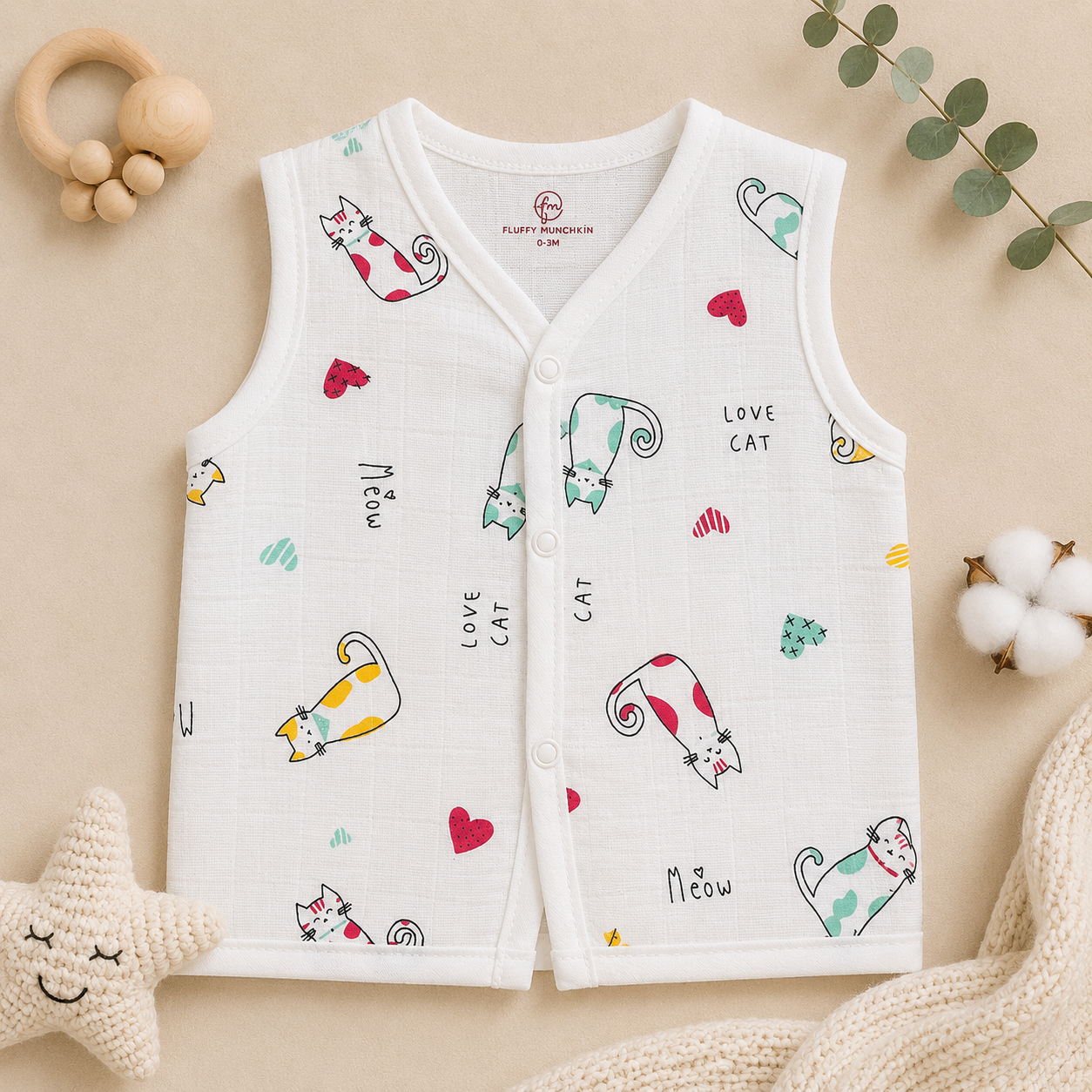 SLEEVELESS MUSLIN JABLA COMBO ( ASSORTED DESIGNS) - PACK OF 7