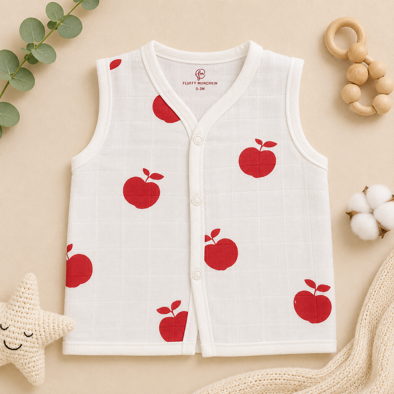 SLEEVELESS MUSLIN JABLA COMBO ( ASSORTED DESIGNS) - PACK OF 7