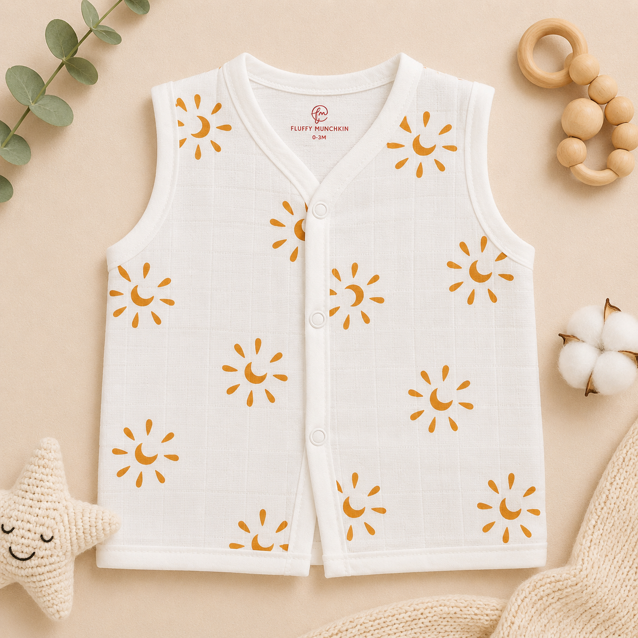 SLEEVELESS MUSLIN JABLA COMBO ( ASSORTED DESIGNS) - PACK OF 7