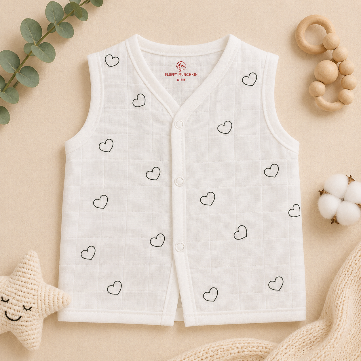 SLEEVELESS MUSLIN JABLA COMBO ( ASSORTED DESIGNS) - PACK OF 7