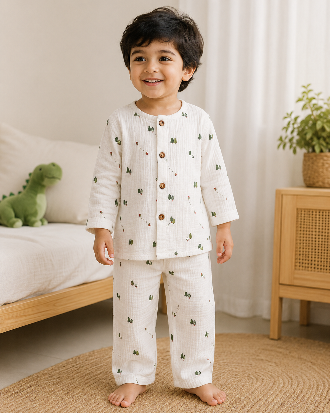 Double-Layered Organic Muslin Full Sleeves Pyjama Set – Ultra-Soft, Breathable & Unisex