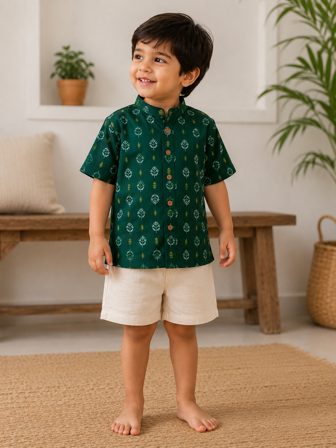 Dark Green Muslin Co-ord Set