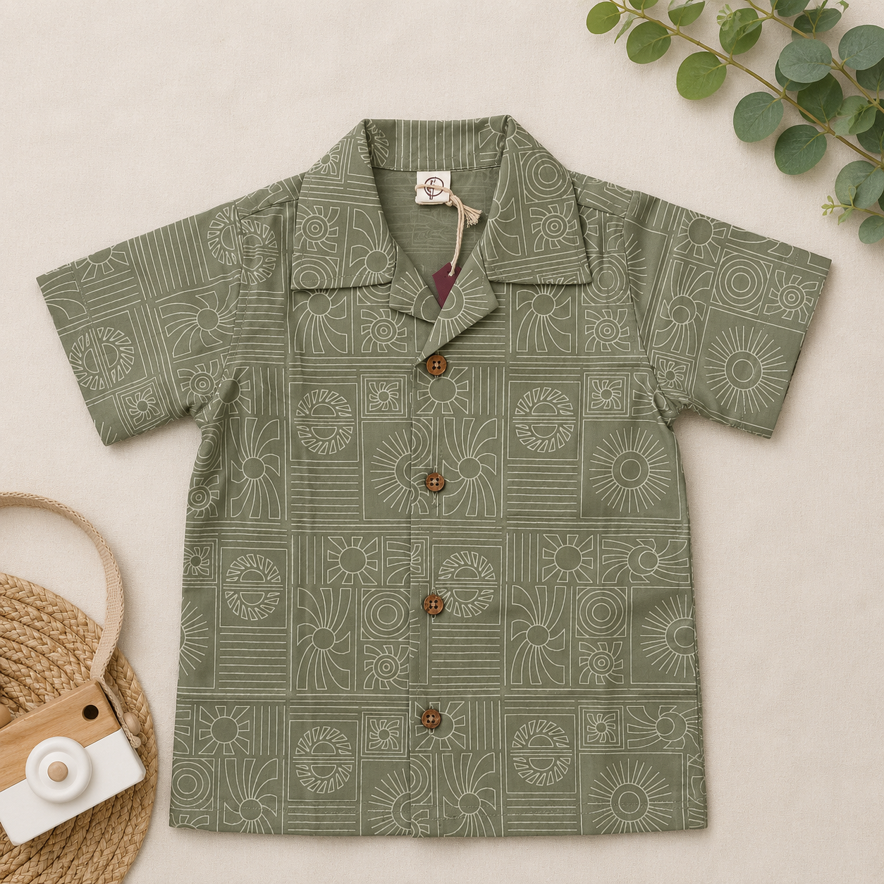 Sage Mosaic Cotton Shirt