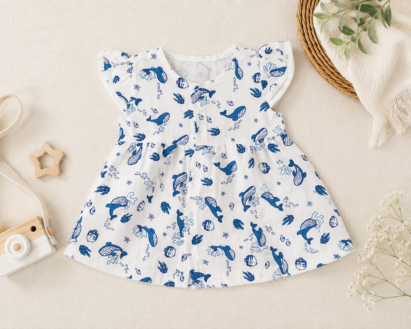 Ocean Friends Muslin Baby Frock