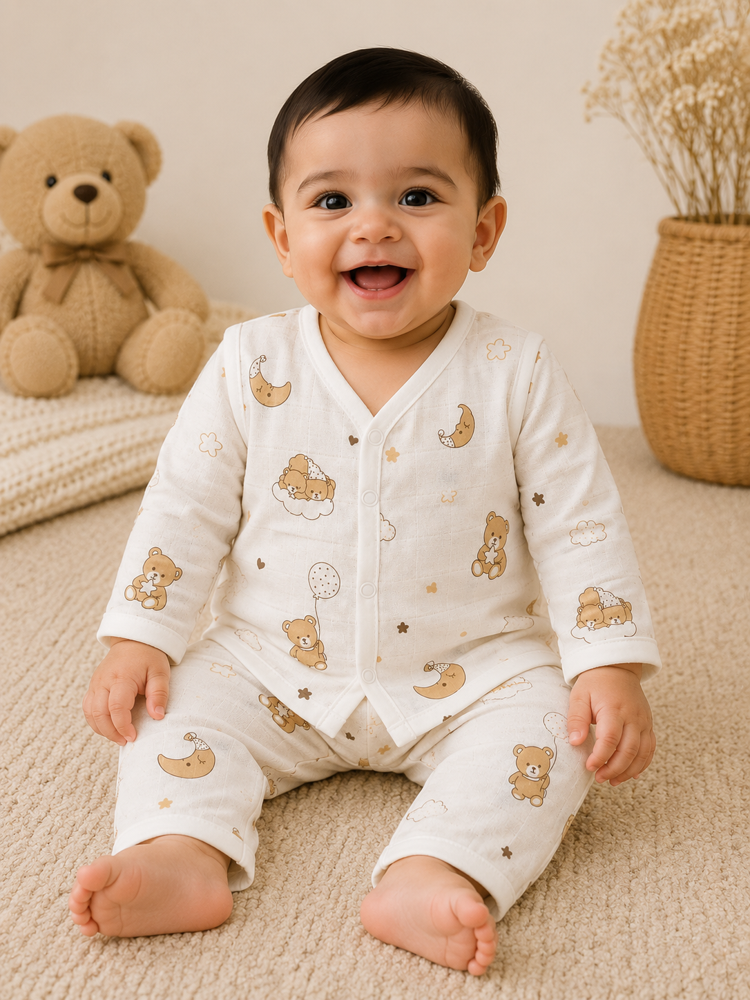Teddy Moon Baby Muslin Pant Set