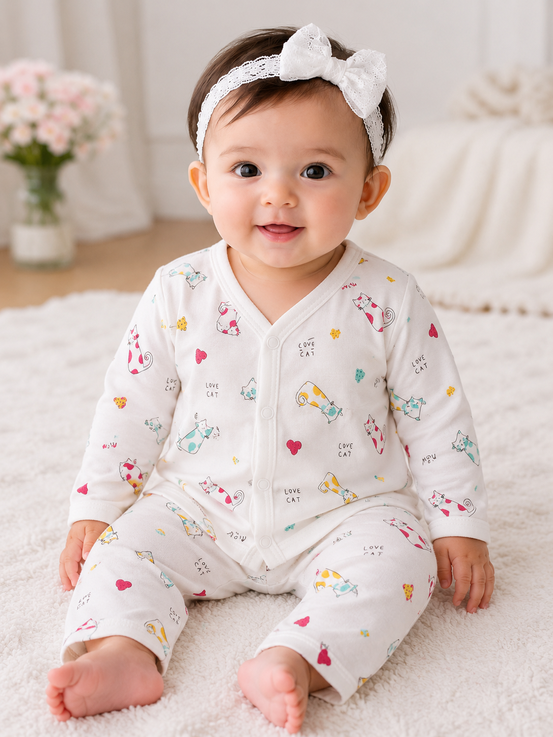 Love Cat Baby Muslin Pant Set