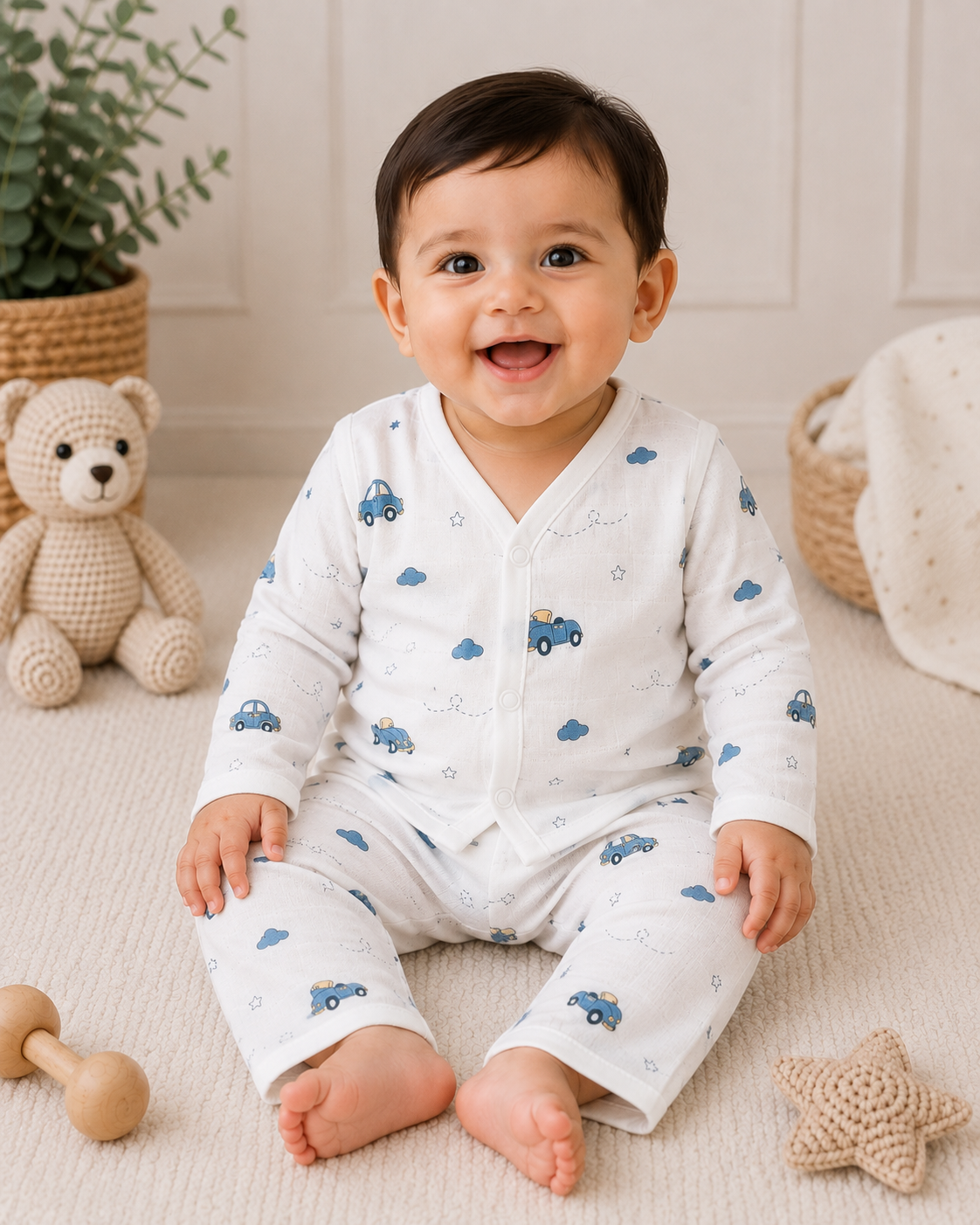 Little Wheels Baby Muslin Pant Set
