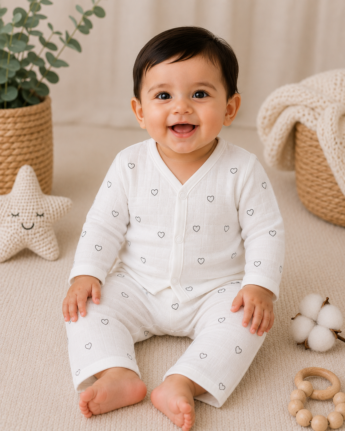 Little Hearts Baby Muslin Pant Set