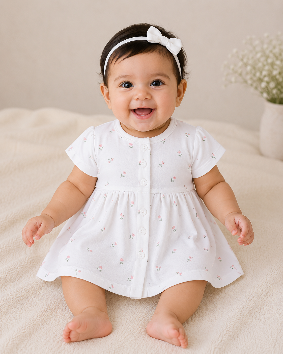 Tiny Petals Knitted Cotton Frock