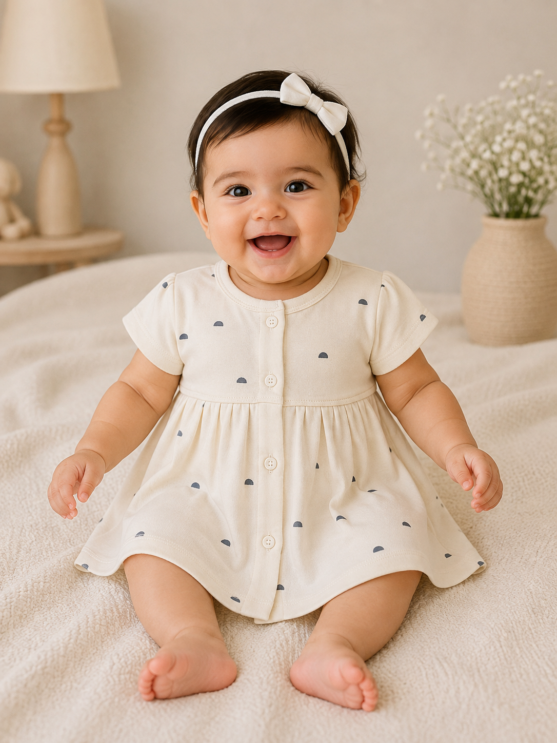 Little Clouds Knitted Cotton Frock