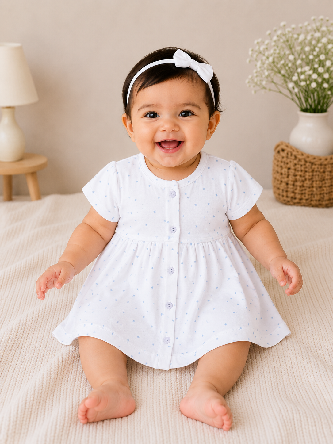 Little Stars Knitted Cotton Frock
